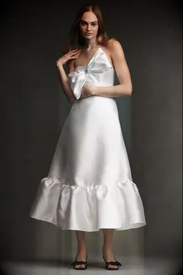 Hutch strapless tea length wedding dress