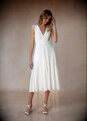 Azazie tea length wedding dress