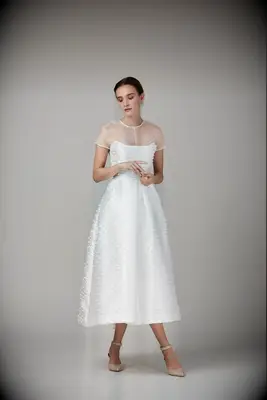 Lela Rose tea length wedding dress