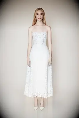 Lela Rose lace tea length wedding dress