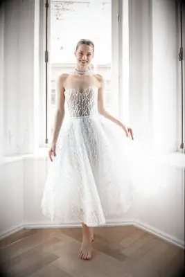Olivia Bottega sequin tea length wedding dress