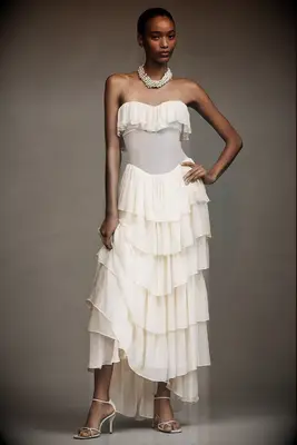 Mirror Palais ruffled nontraditional wedding dress