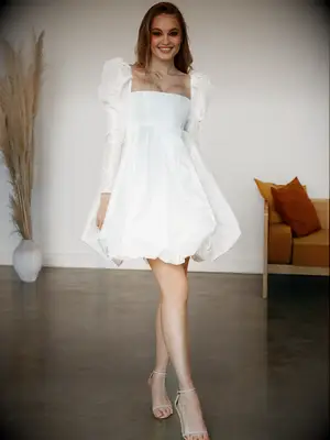 Olivia Bottega long sleeve mini nontraditional wedding dress