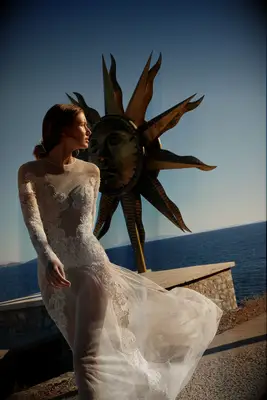 Dana Harel long sleeve nontraditional wedding dress