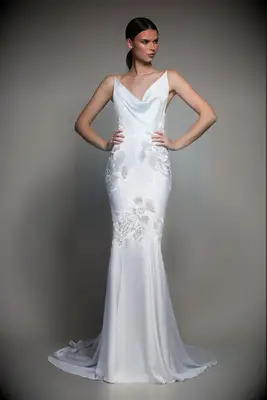 Pnina Tornai satin crepe nontraditional wedding dress