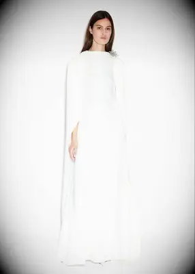 Huishan Zhang nontraditional cape wedding dress