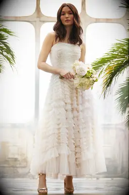 Needle & Thread ruffle ankle-length nontraditional wedding dress