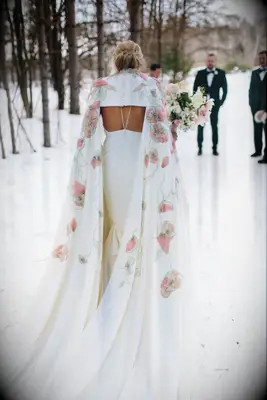 Cascading floral nontraditional wedding dress