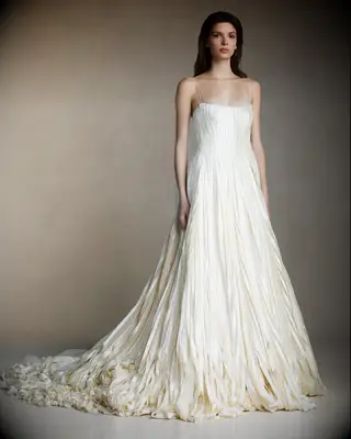 Danielle Frankel nontraditional silk wool wedding dress