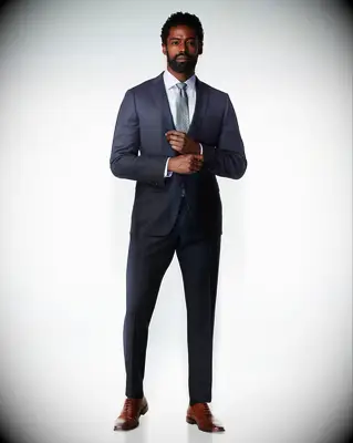 Indochino navy formal wedding guest suit