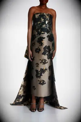 Amsale metallic tea-length mother of the bride dress