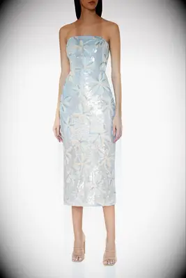 Milly tea-length strapless mother-of-the-bride dress