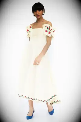 Fanm Mon linen tea-length mother-of-the-bride dress