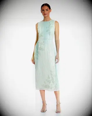 Mac Duggal sequin tea-length mother-of-the-bride dress