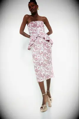 Hyacinth House floral tea length mother of the bride dress