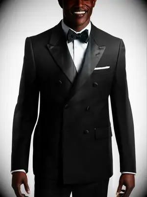 Man wearing a black double breasted tux jacket