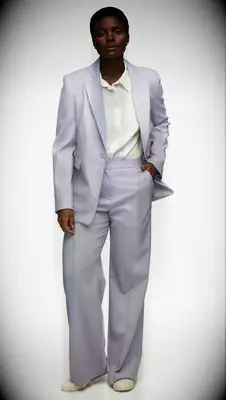 Lilac blazer with wide leg trousers