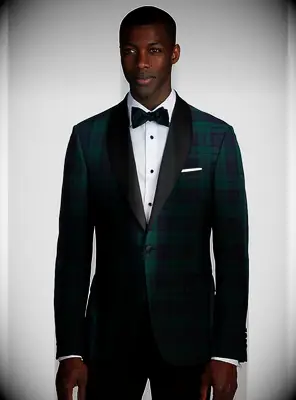 Blue and green plaid suit