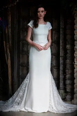 Wedding dress with cap sleeves from Lotus Threads