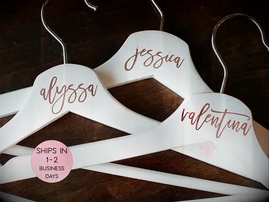 White hanger with rose gold personalized type