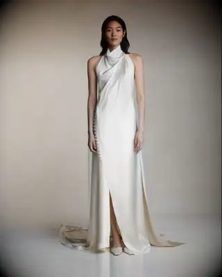 Danielle Frankel button detail slip wedding dress