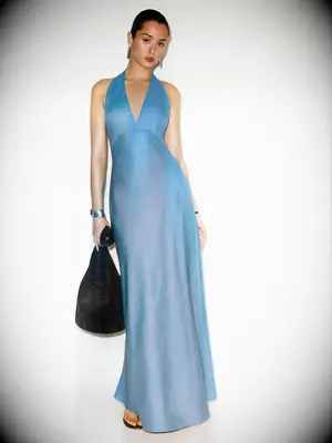 Low v-neck halter dress