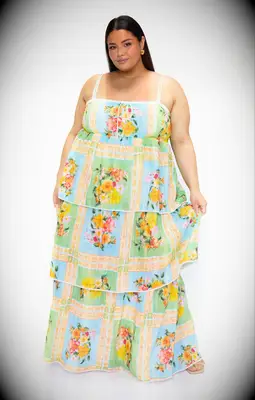 Plus size tiered floral dress