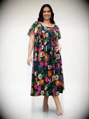 Colorful floral summer dress