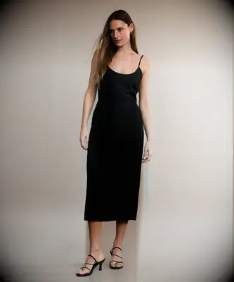 Simple black midi dress