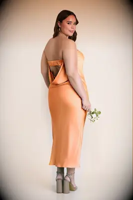 Strapless silk orange dress