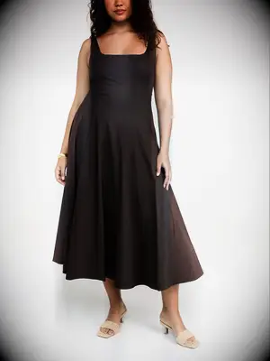 Classic brown poplin dress for dressy casual wedding