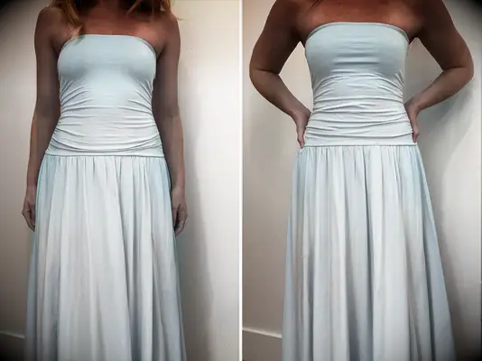 SPANX bodysuit under dress before and after