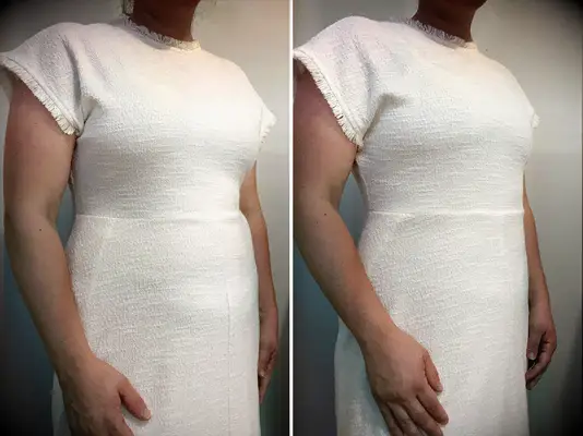 Before and after Pinsy scoop tank bodysuit