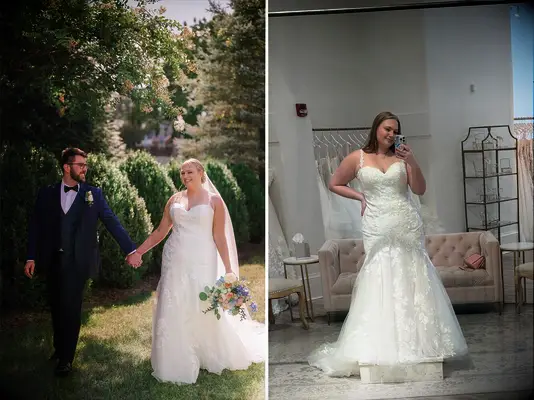 Bride wearing HoneyLove SuperPower short under wedding dress