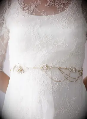 Floral beaded wedding belt from Twigs & Honey