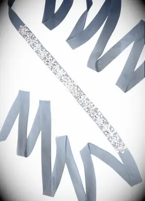 Dusty blue wedding sash from Azazie