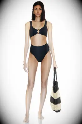 Black high waisted bikini for honeymoon