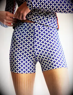 Boden Blue and White Patterned Swim Shorts for honeymoon