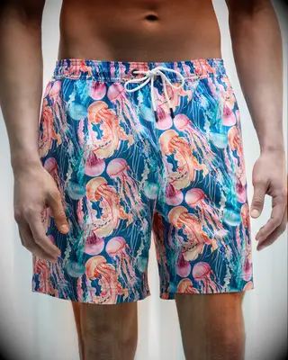 Jellyfish-Printed Swim Shorts