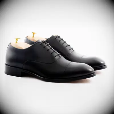 Black oxford dress shoes for mens wedding guest outfit essentials 