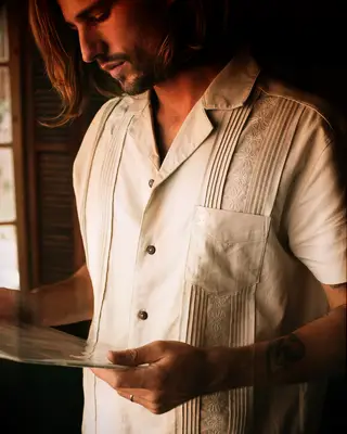 Ivory linen shirt for men