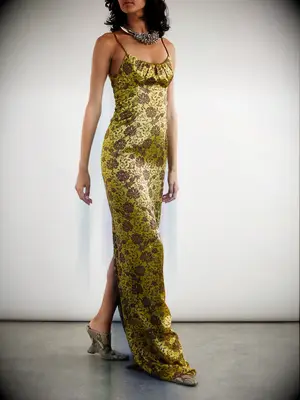 Dries Van Noten brocade dress for white tie wedding guest