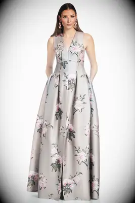 Sachin & Babi floral ballgown for white tie wedding guest