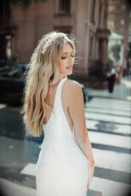 Untamed Petals pearl wedding tiara