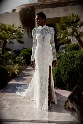 Lillian West fit-and-flare wedding dress