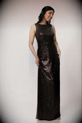 Brown glittery maid of honor dress