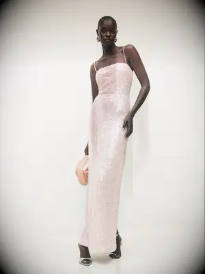 Long pink sparkly dress