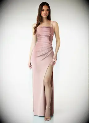 Nude pink silk dress