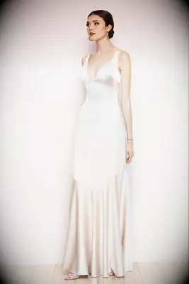 Champagne v-neck dress