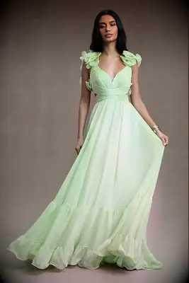 Lime green chiffon dress
